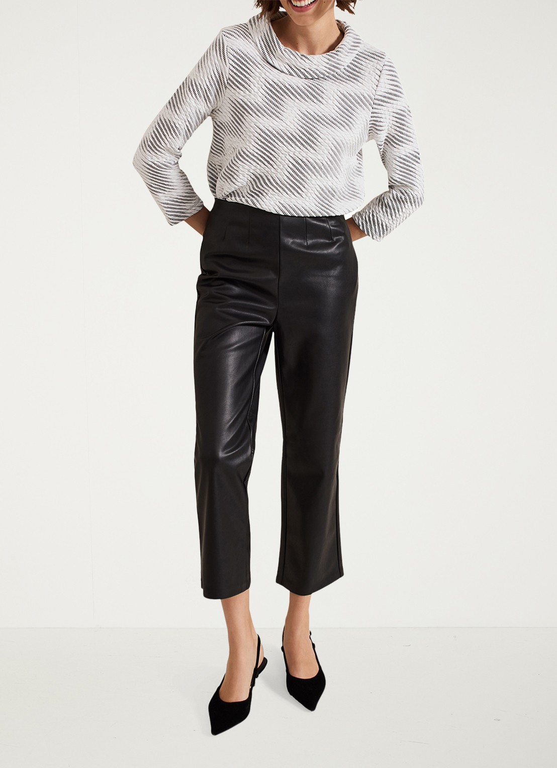 Phase Eight Rena top met pied-de-poule dessin en structuur  - detail 2 ivoor
