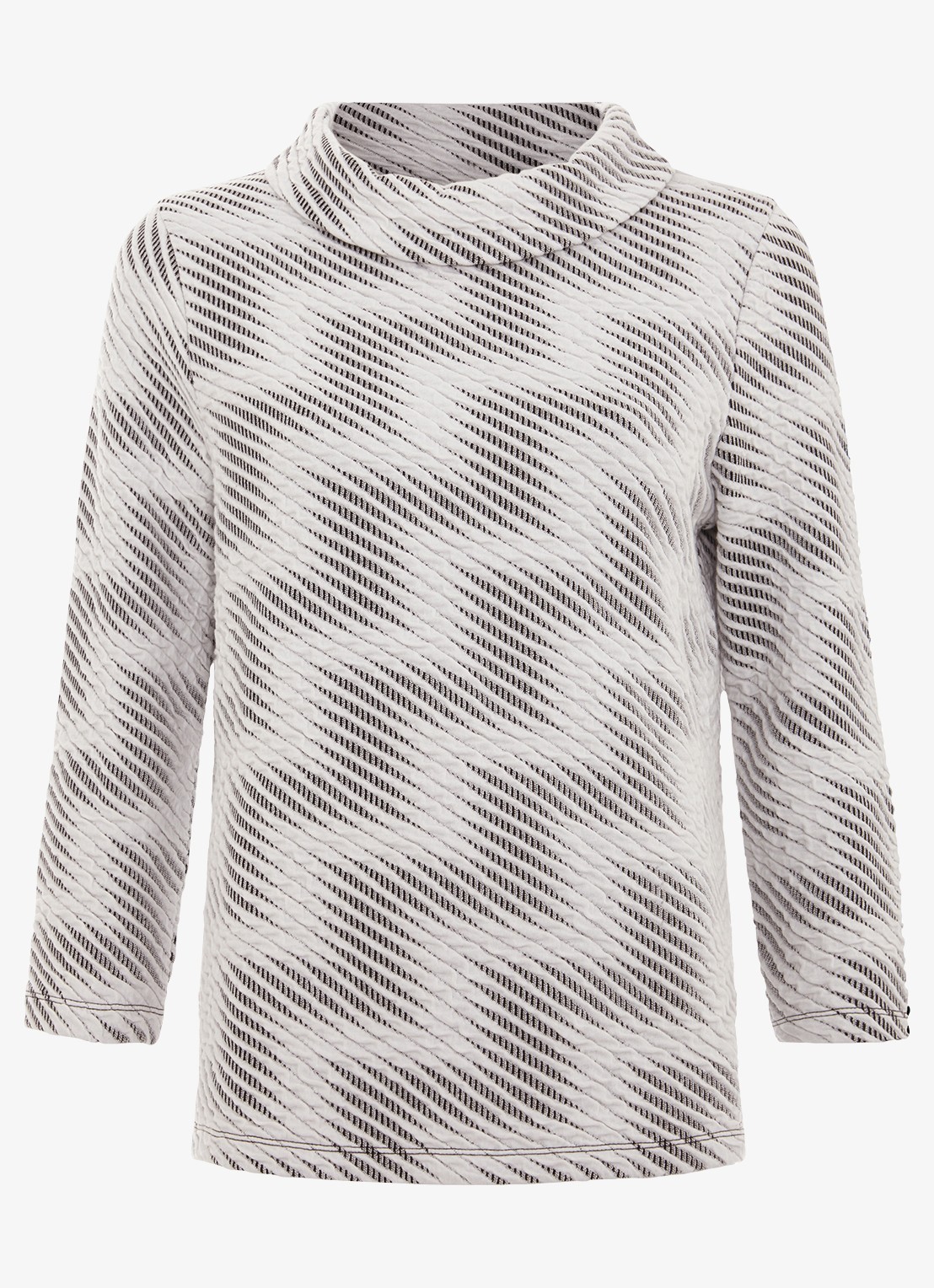 Phase Eight Rena top met pied-de-poule dessin en structuur  - voorkant 6 ivoor
