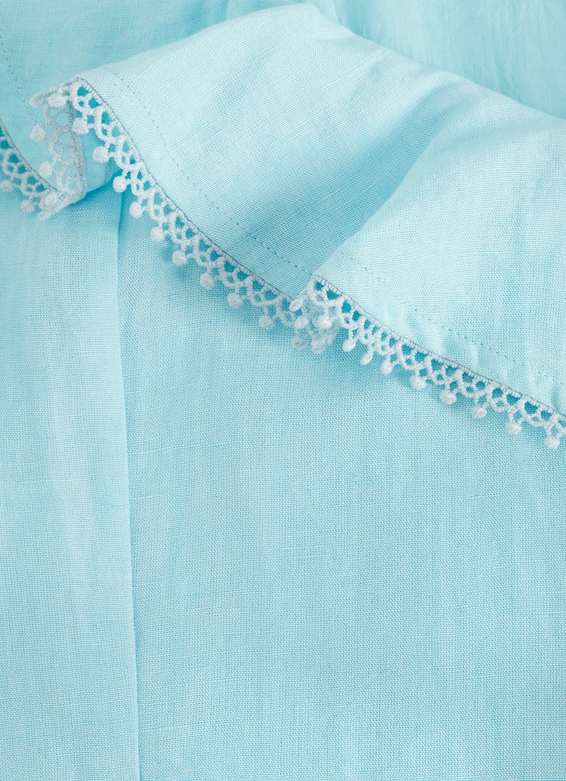 Phase Eight Rhona top in linnenblend met volant - detail 7 lichtblauw
