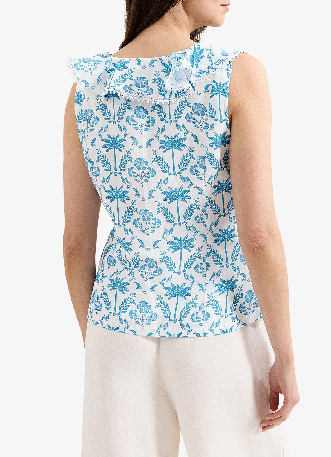 Phase Eight Rhonda blouse met bloemenprint - achterkant 6 lichtblauw