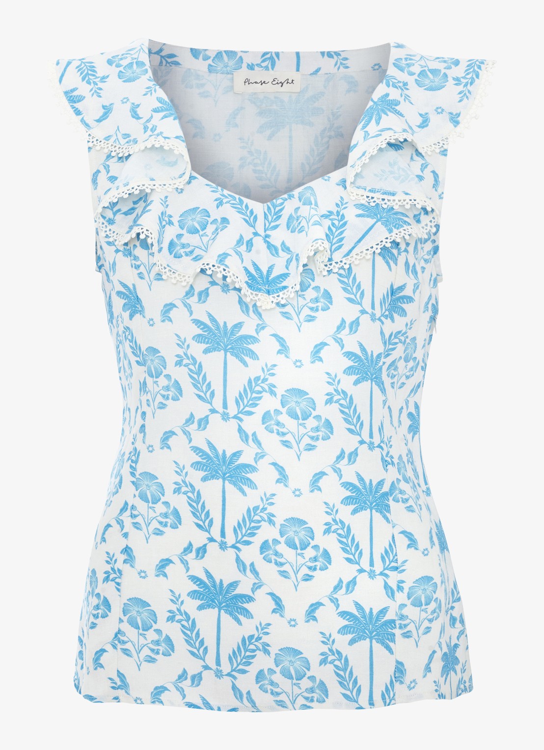 Phase Eight Rhonda blouse met bloemenprint - voorkant 4 lichtblauw