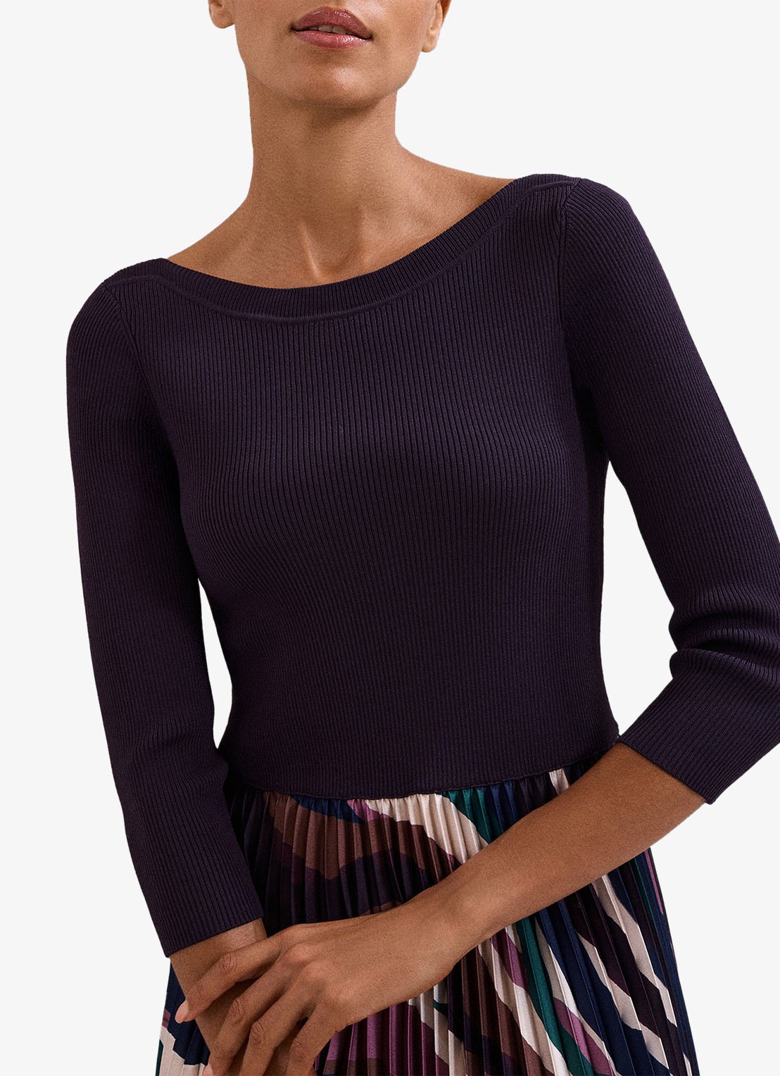 Phase Eight Riley midi jurk met grafische print - detail 5 aubergine