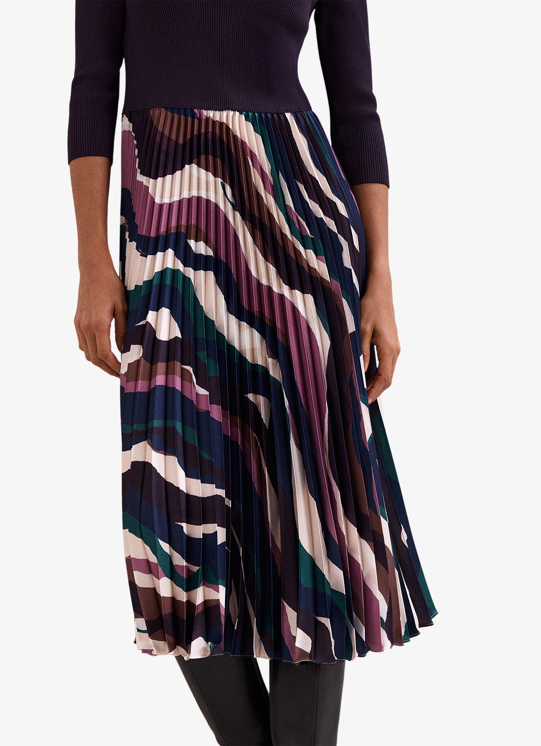Phase Eight Riley midi jurk met grafische print - detail 6 aubergine