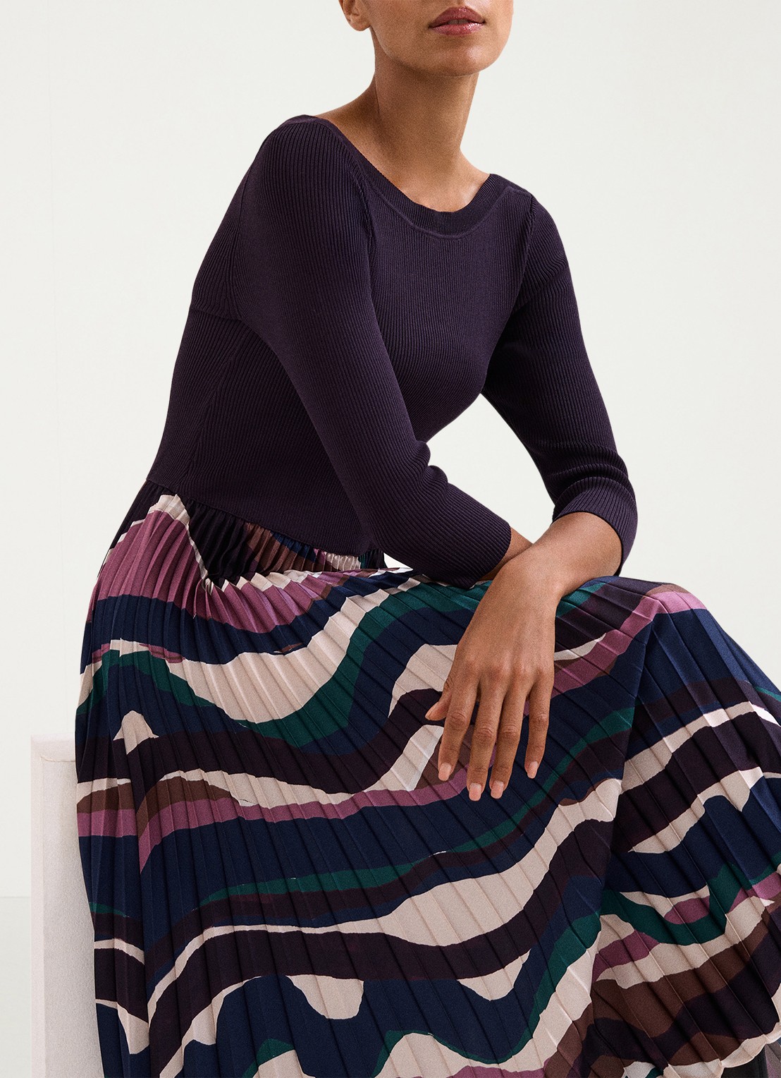Phase Eight Riley midi jurk met grafische print - detail 3 paars