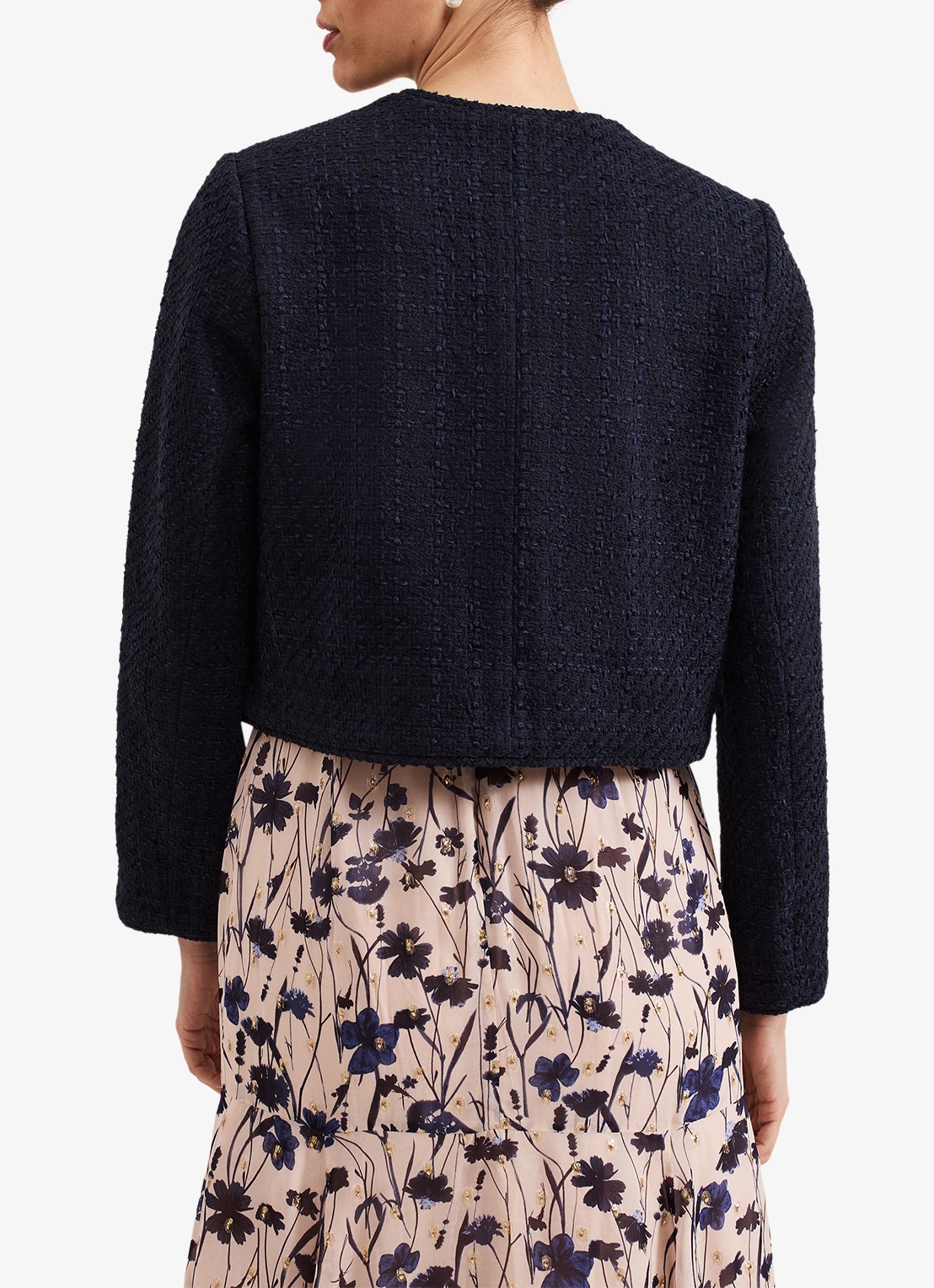 Phase Eight Ripley jack van bouclé met steekzakken - achterkant 7 donkerblauw