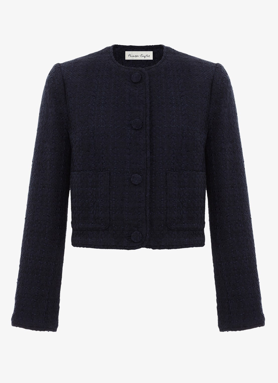 Phase Eight Ripley jack van bouclé met steekzakken - voorkant 5 donkerblauw