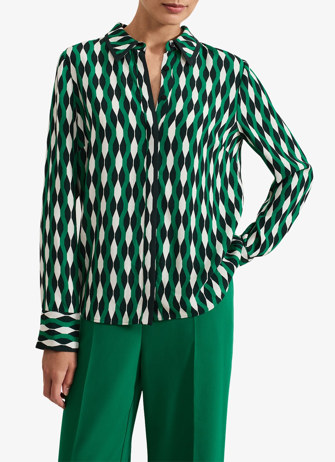 Phase Eight Rita blouse met grafische print - detail 2 donkergroen