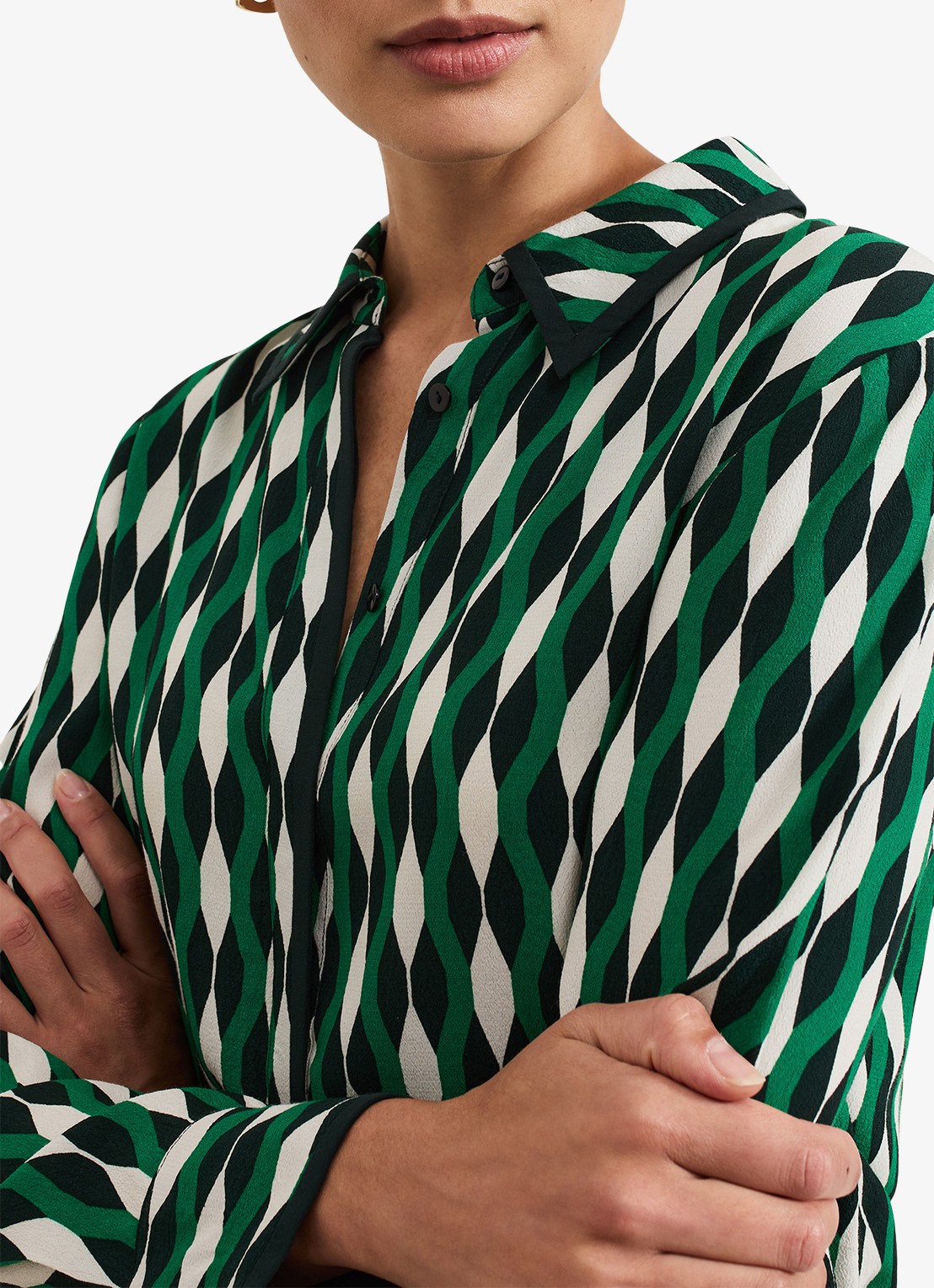 Phase Eight Rita blouse met grafische print - detail 4 donkergroen