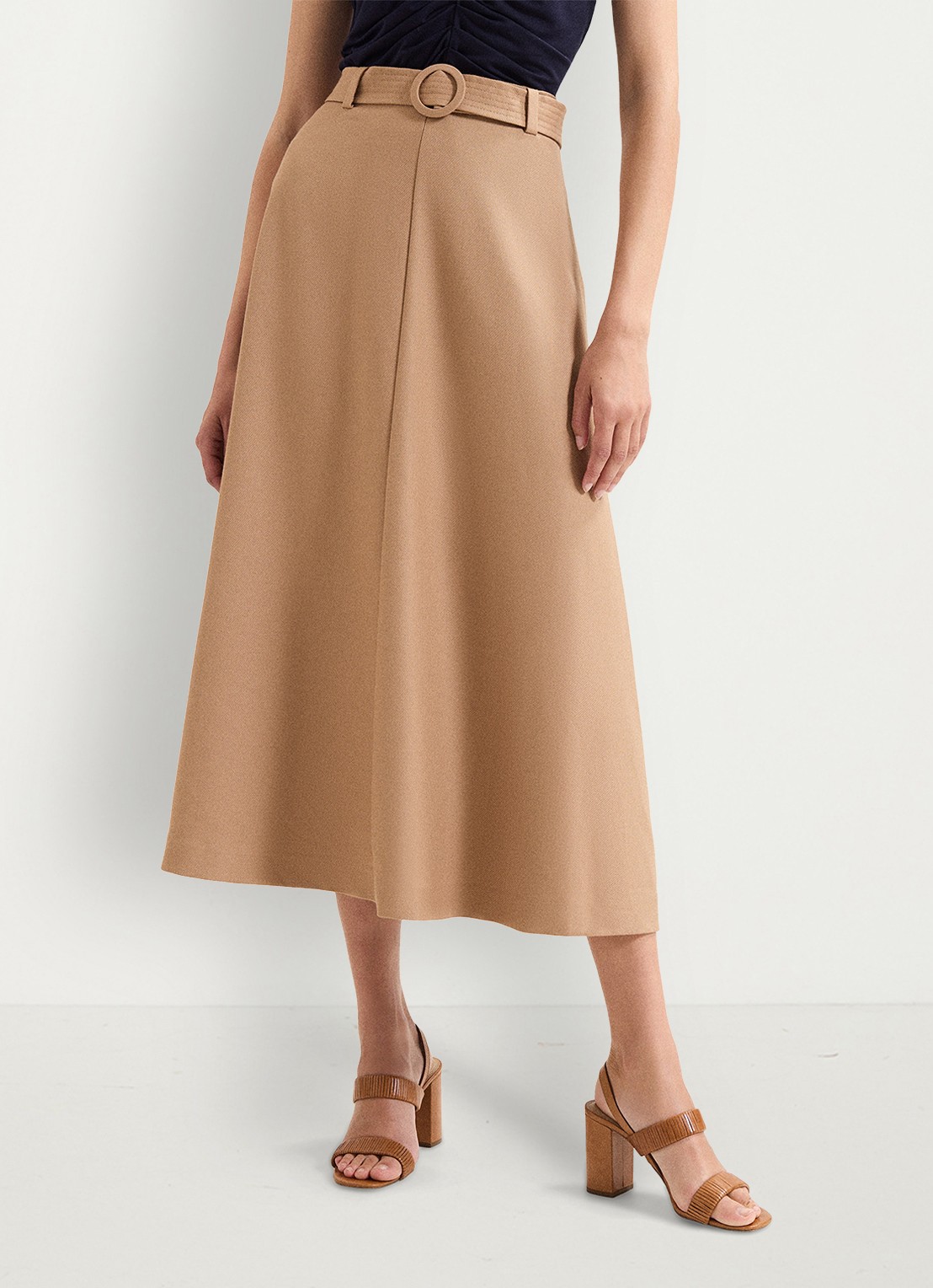 Phase Eight  Rochelle midi rok met ceintuur - detail 2 camel