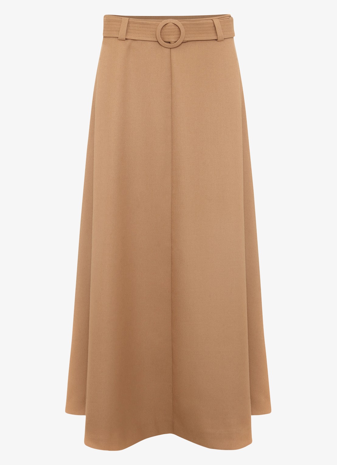 Phase Eight  Rochelle midi rok met ceintuur - voorkant 6 camel