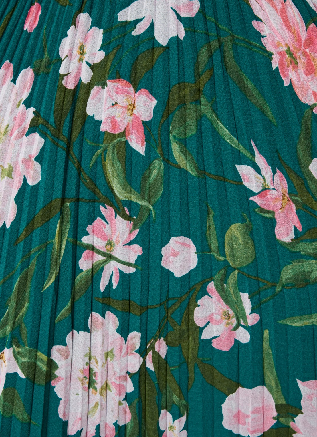 Phase Eight Rosa maxi tuniekjurk met bloemenprint en plissé  - detail 5 donkergroen