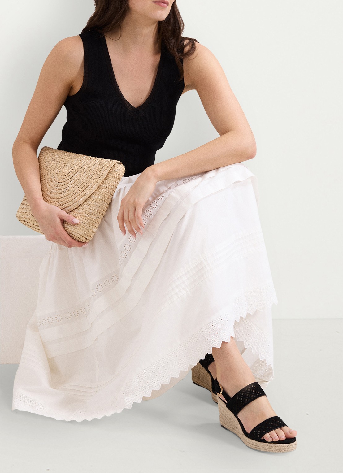 Phase Eight Rosa midi jurk met opengewerkt dessin - detail 5 white