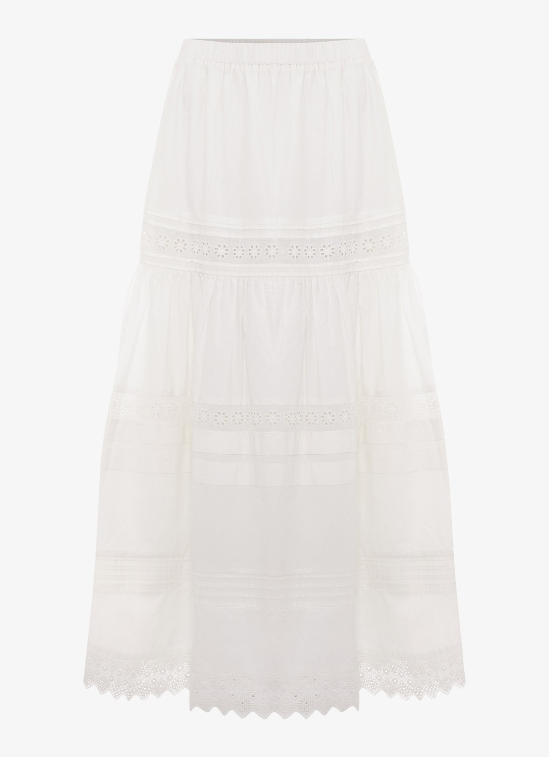 Phase Eight Rosa midi jurk met opengewerkt dessin - voorkant white