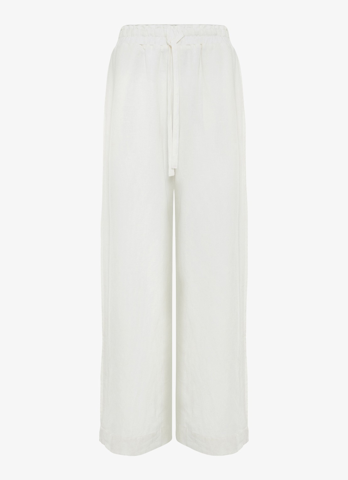 Phase Eight Rowan high waist wide fit broek in linnenblend - voorkant 6 white