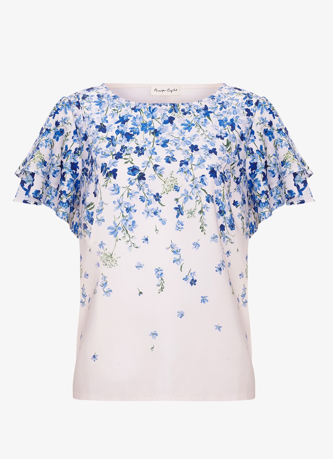 Phase Eight Rowan top met grafische print - voorkant 5 blauw