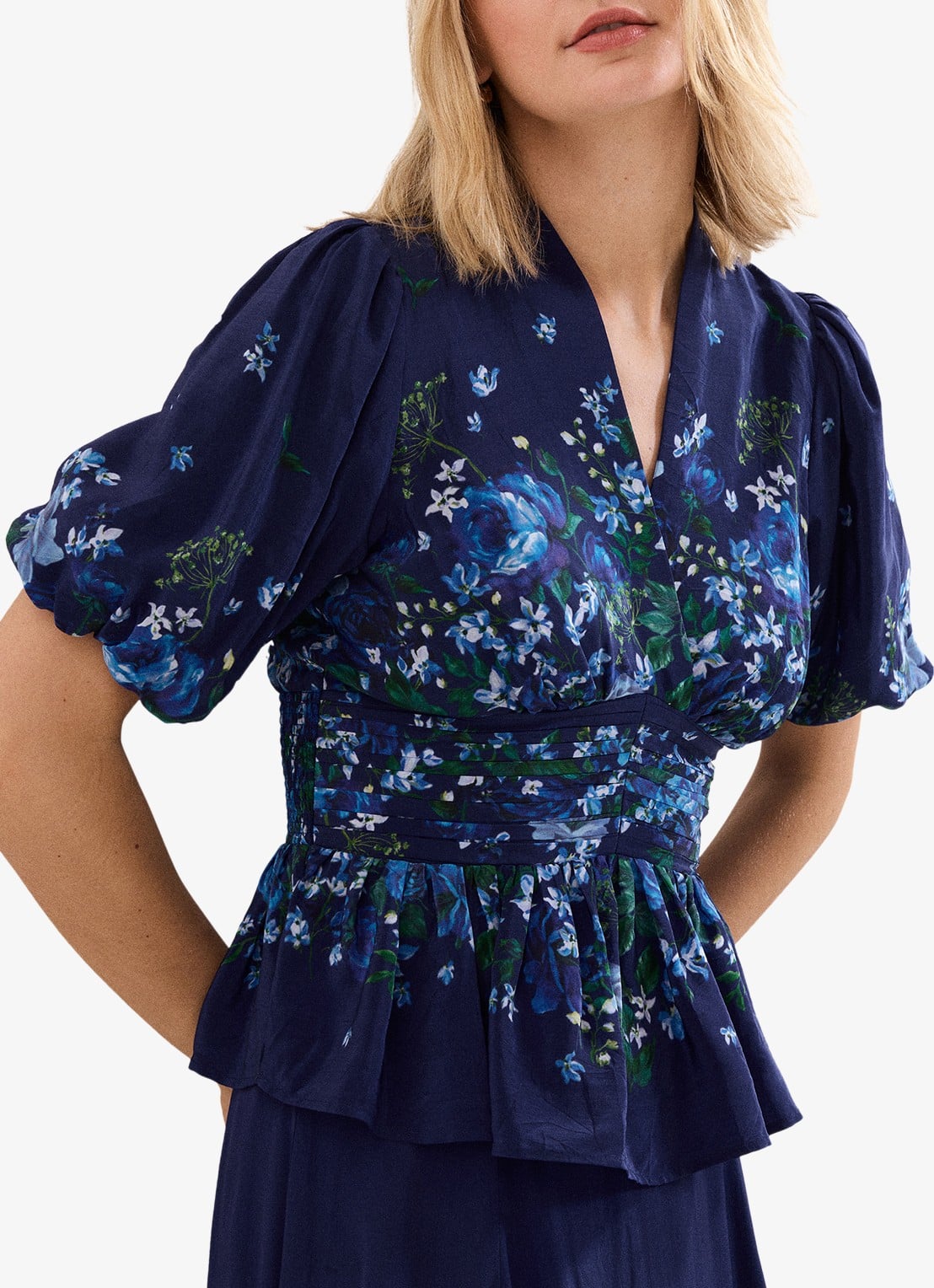 Phase Eight Safa tuniek met bloemenprint - detail 4 donkerblauw