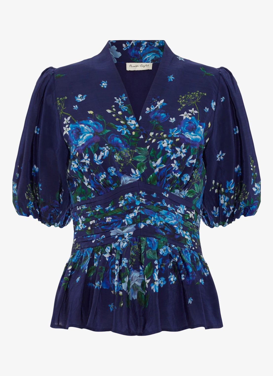 Phase Eight Safa tuniek met bloemenprint - voorkant 2 donkerblauw
