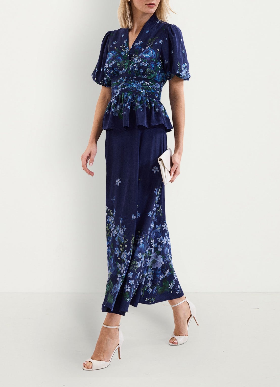 Phase Eight Safa tuniek met bloemenprint - voorkant 3 donkerblauw