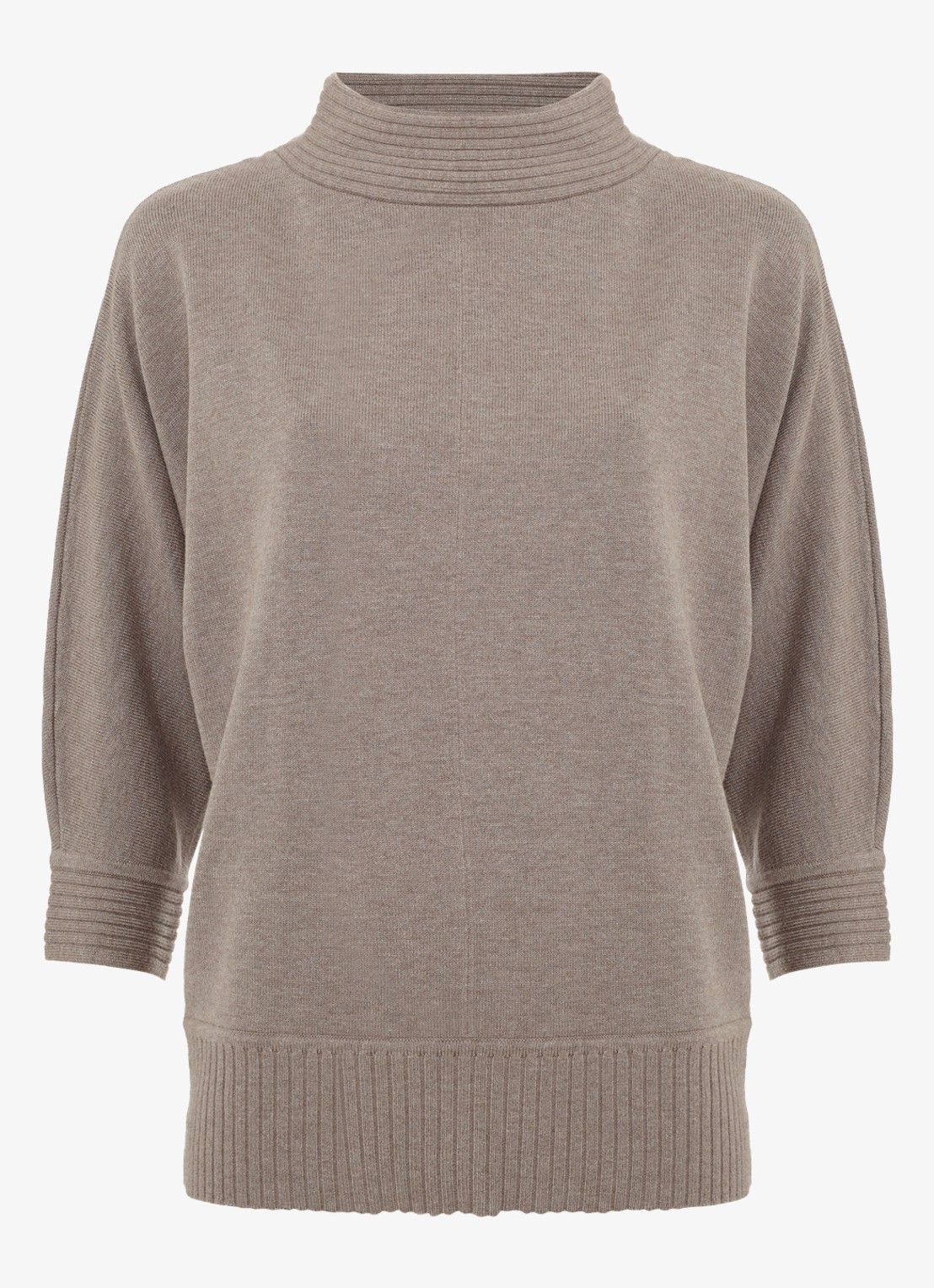 Phase Eight Salima fijngebreide coltrui met driekwart mouwen - voorkant 4 lichtgrijs
