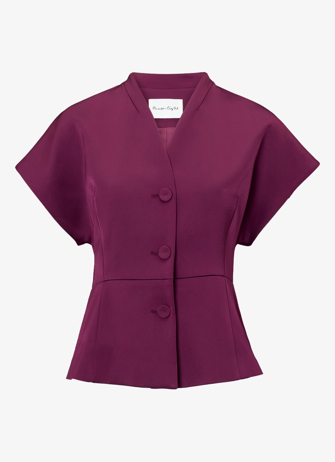 Phase Eight Sally getailleerde blazer van satijn - voorkant bordeauxrood