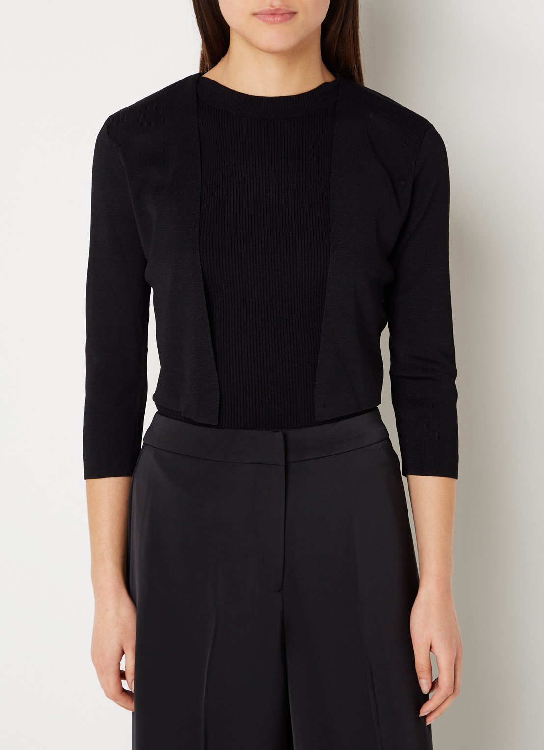 Phase Eight Salma fijngebreide bolero met stretch - detail 3 zwart