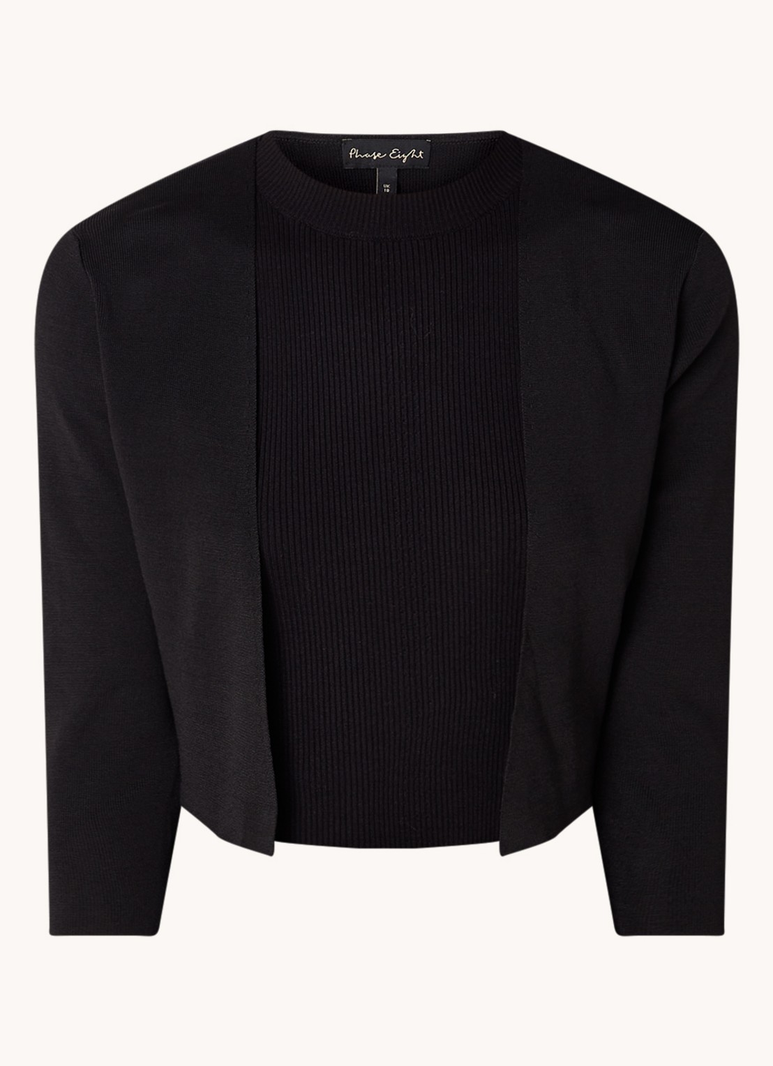 Phase Eight Salma fijngebreide bolero met stretch - voorkant zwart