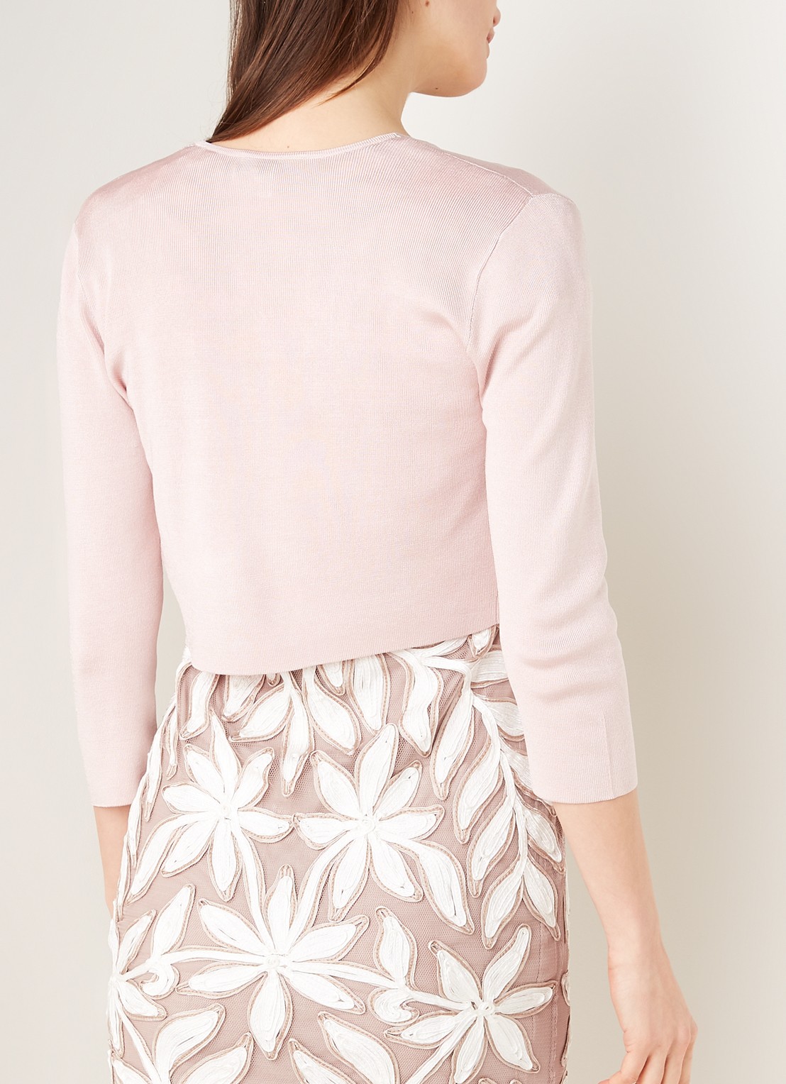 Phase Eight Salma openvallend vest met glanzende finish - achterkant 2 oudroze
