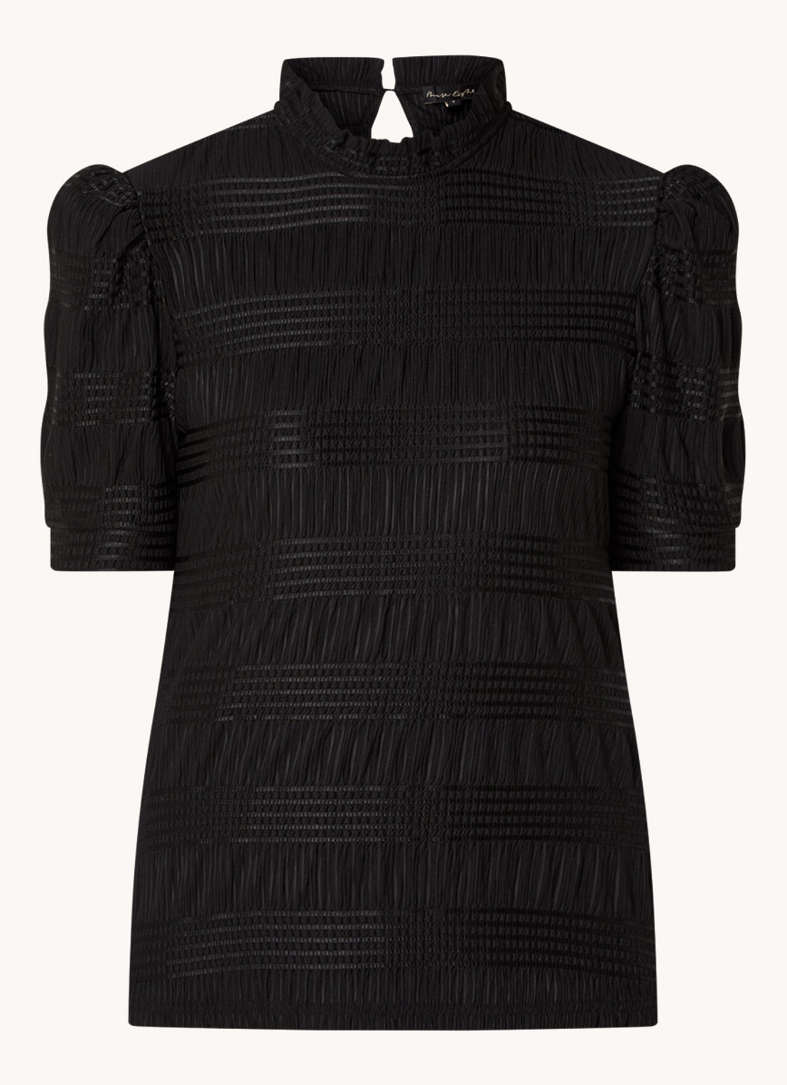 Phase Eight Samiha top met structuur en pofmouw - voorkant 4 zwart