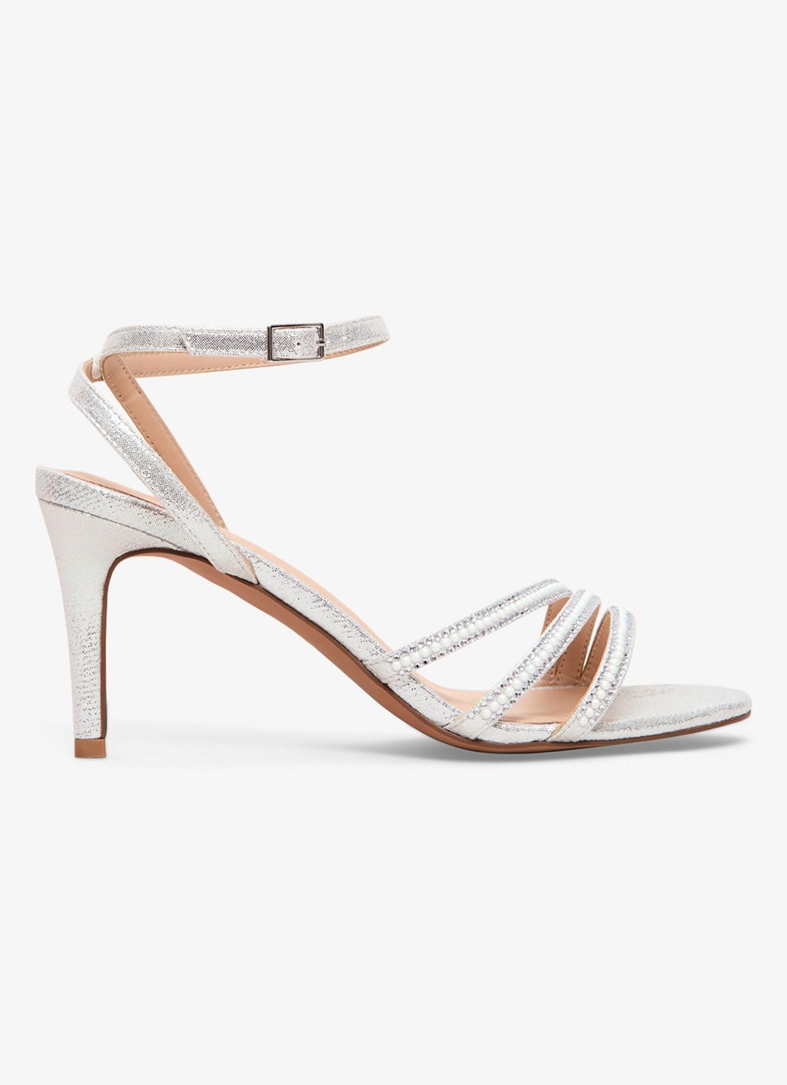 Phase Eight Sandalette met strass - voorkant zilver