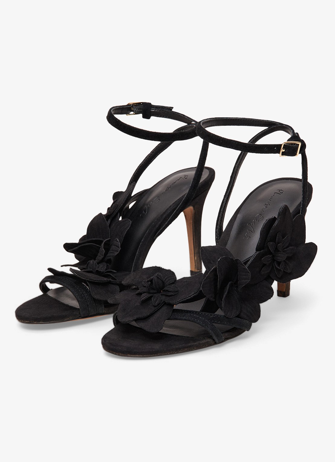 Phase Eight Sandalette van geitensuède met applicatie - detail zwart