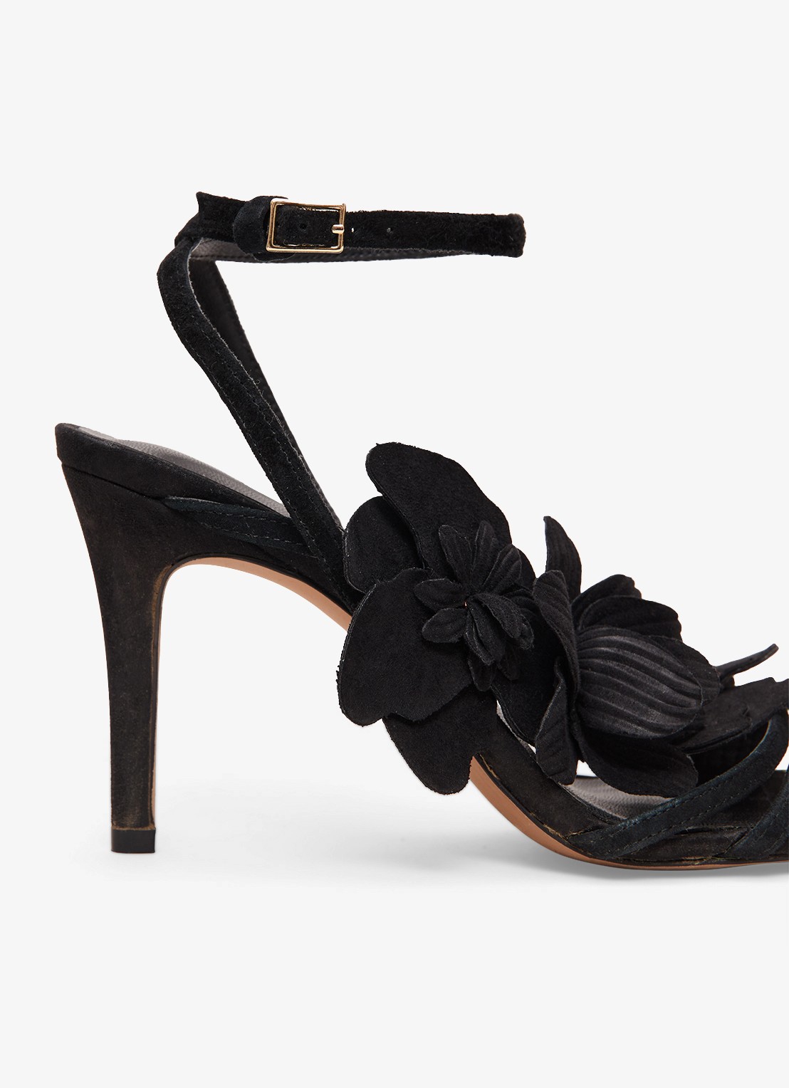 Phase Eight Sandalette van geitensuède met applicatie - detail 2 zwart