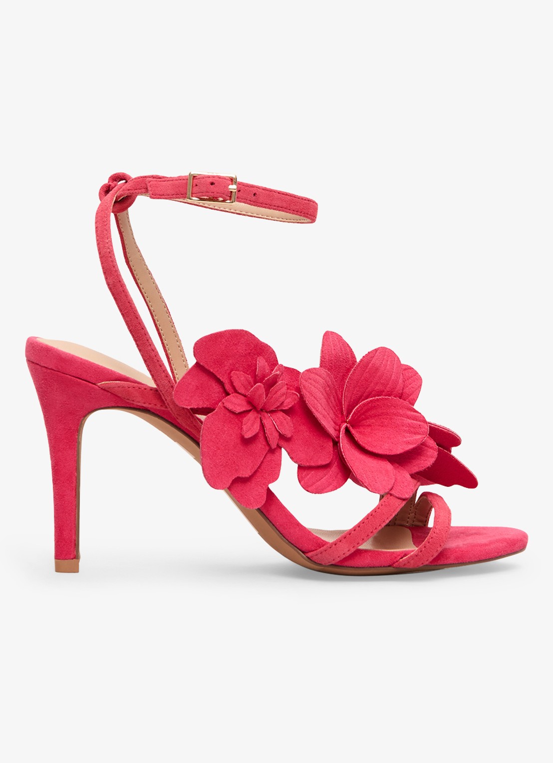 Phase Eight Sandalette van geitensuède met applicatie - voorkant roze