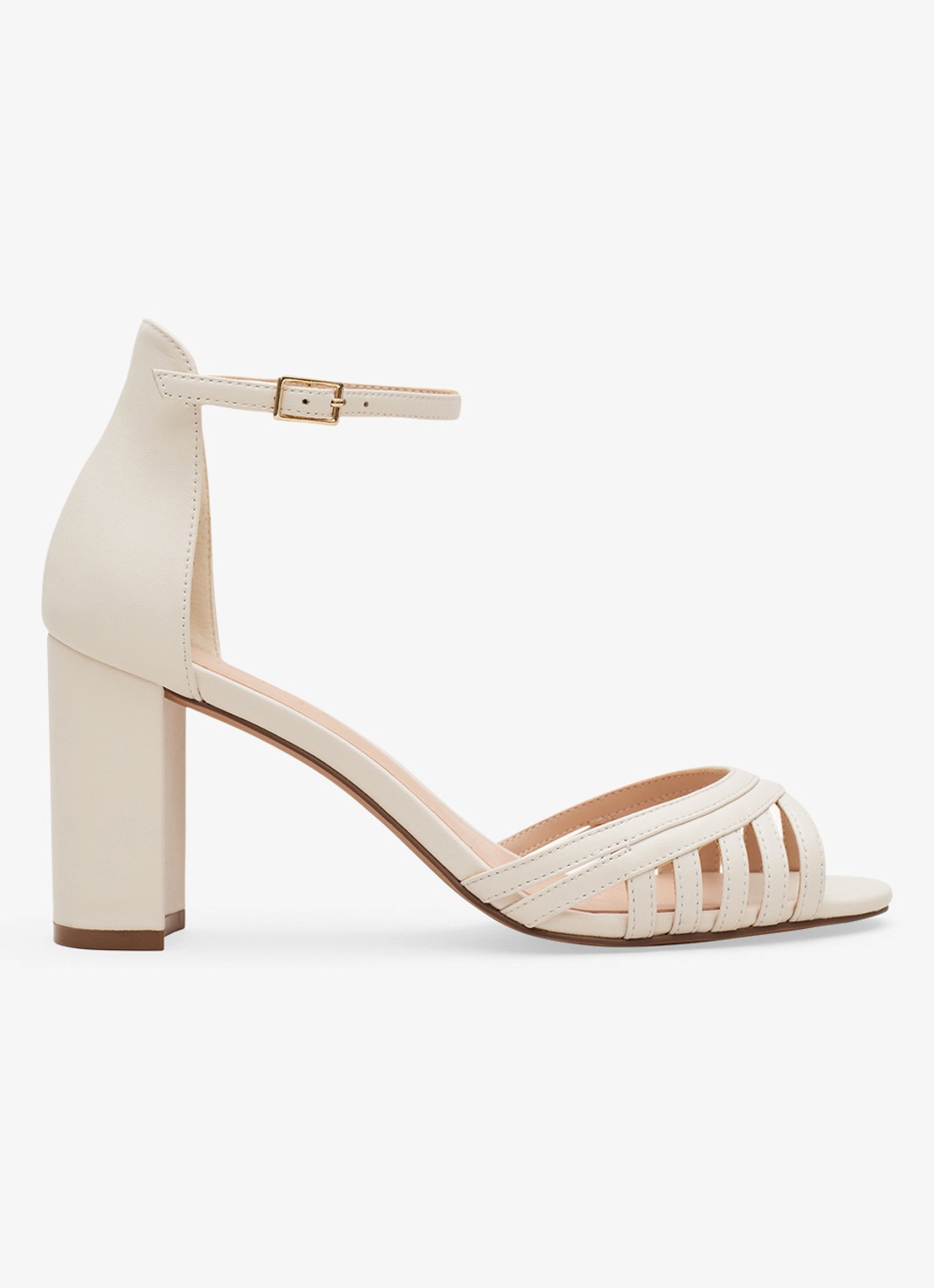 Phase Eight Sandalette van leer - voorkant ivoor