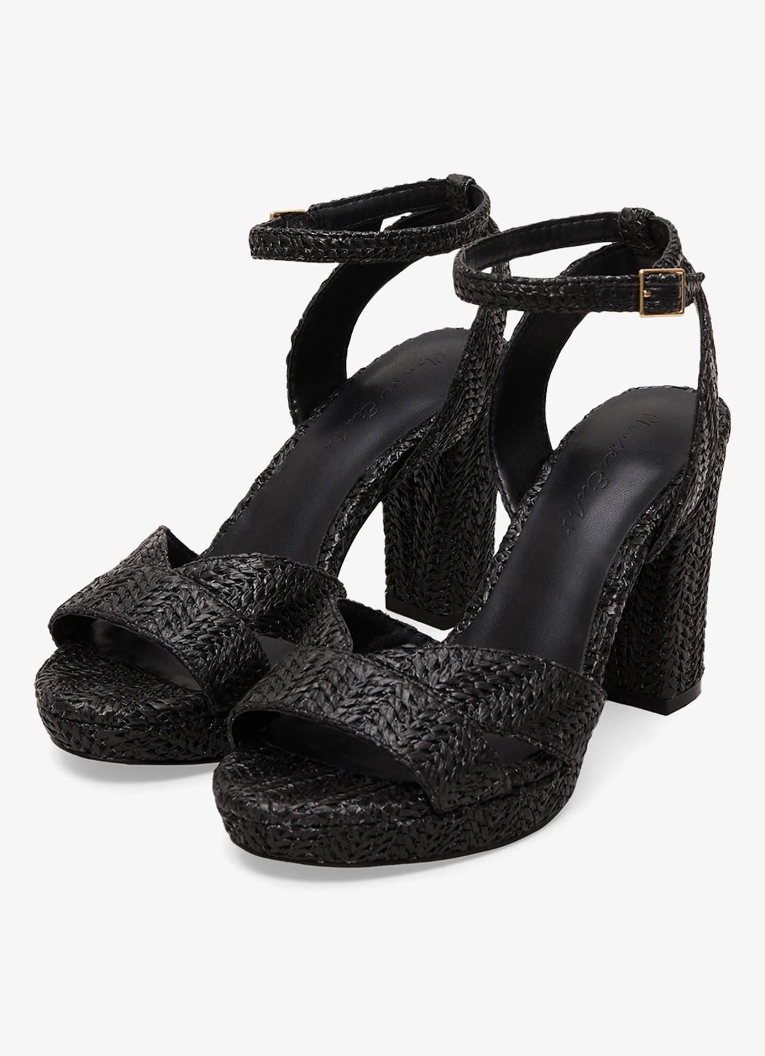 Phase Eight Sandalette van raffia - detail 4 zwart
