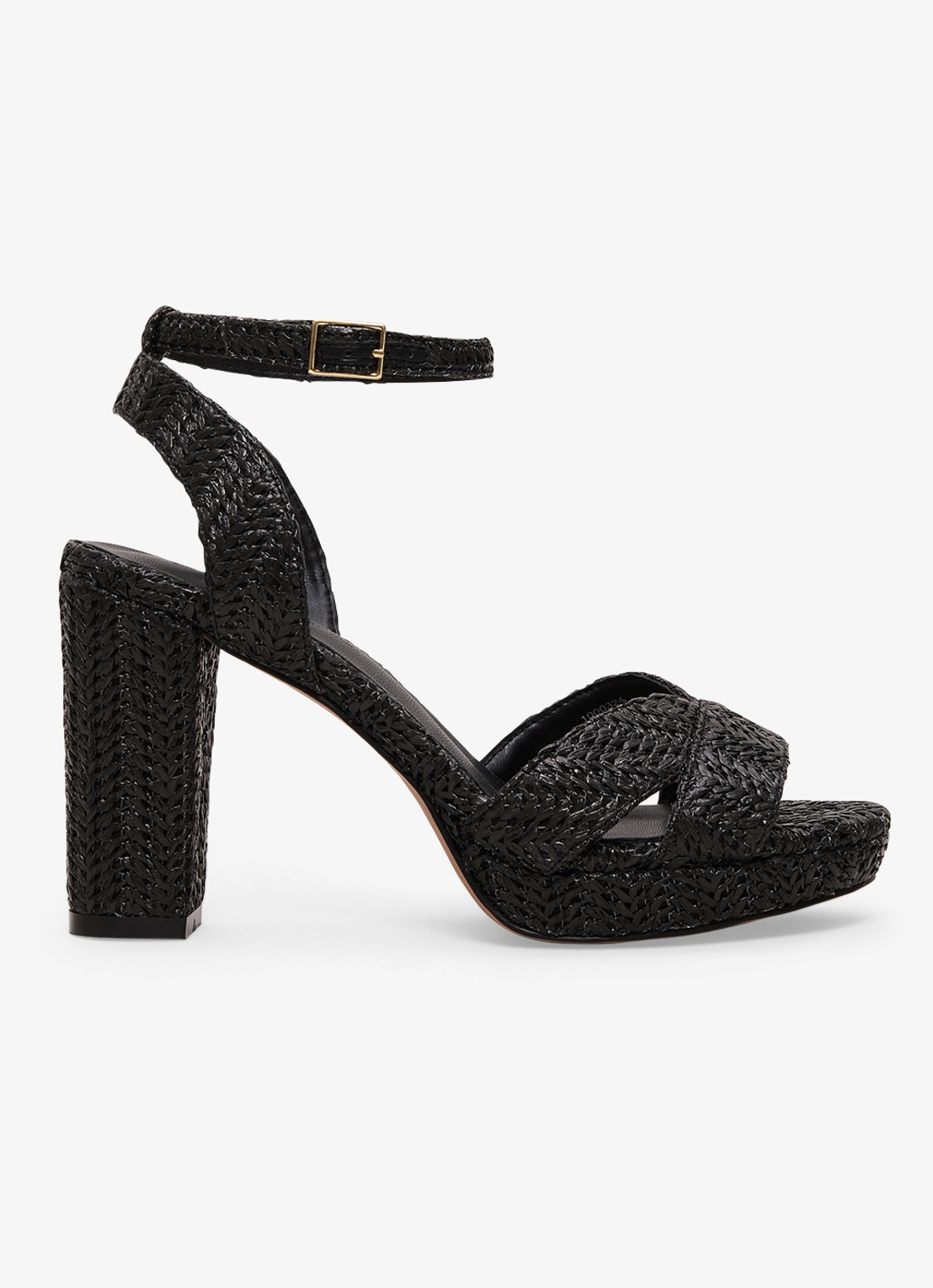 Phase Eight Sandalette van raffia - voorkant 2 zwart