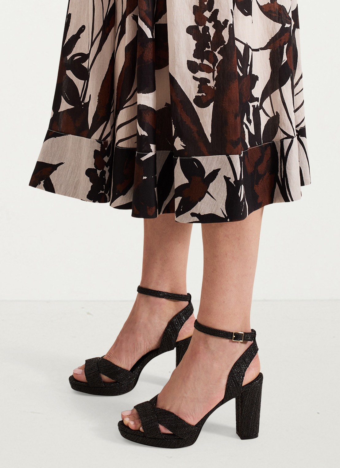 Phase Eight Sandalette van raffia - voorkant 3 zwart
