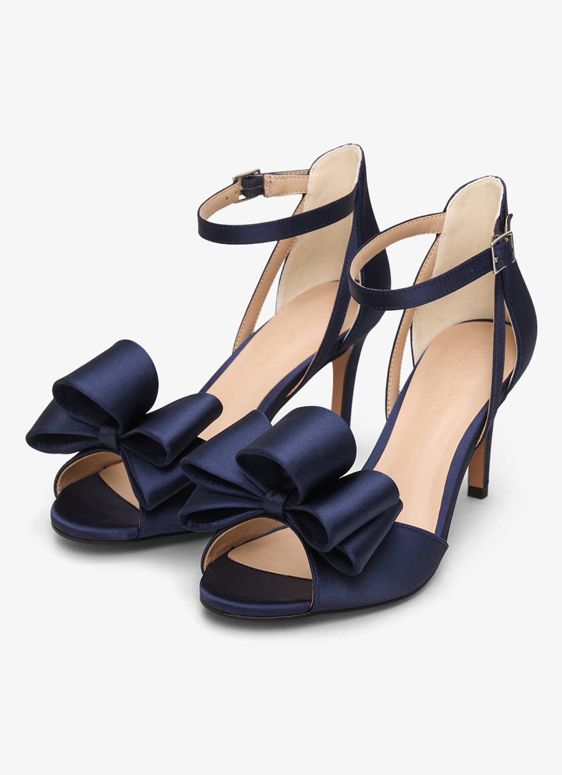 Phase Eight Sandalette van satijn - detail donkerblauw