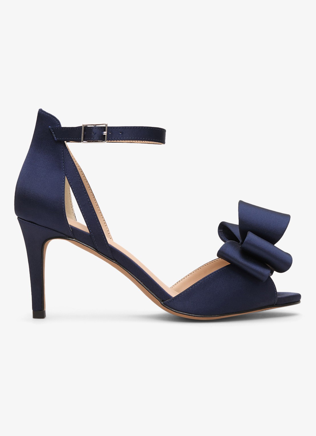 Phase Eight Sandalette van satijn - voorkant 6 donkerblauw