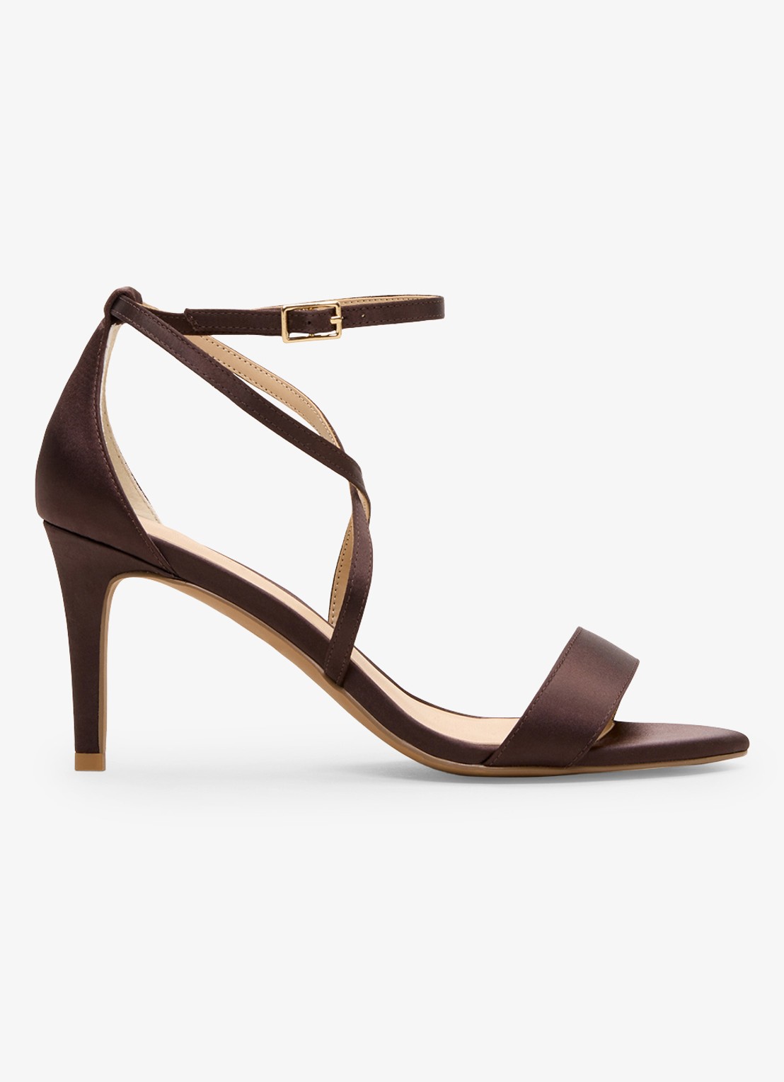 Phase Eight Sandalette van satijn - voorkant 6 bruin