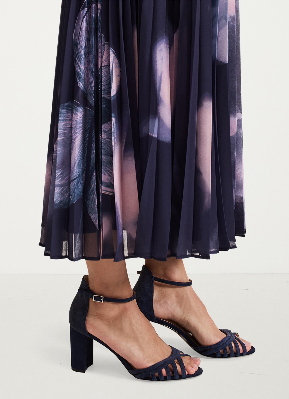 Phase Eight Sandalette van suède - voorkant 7 donkerblauw