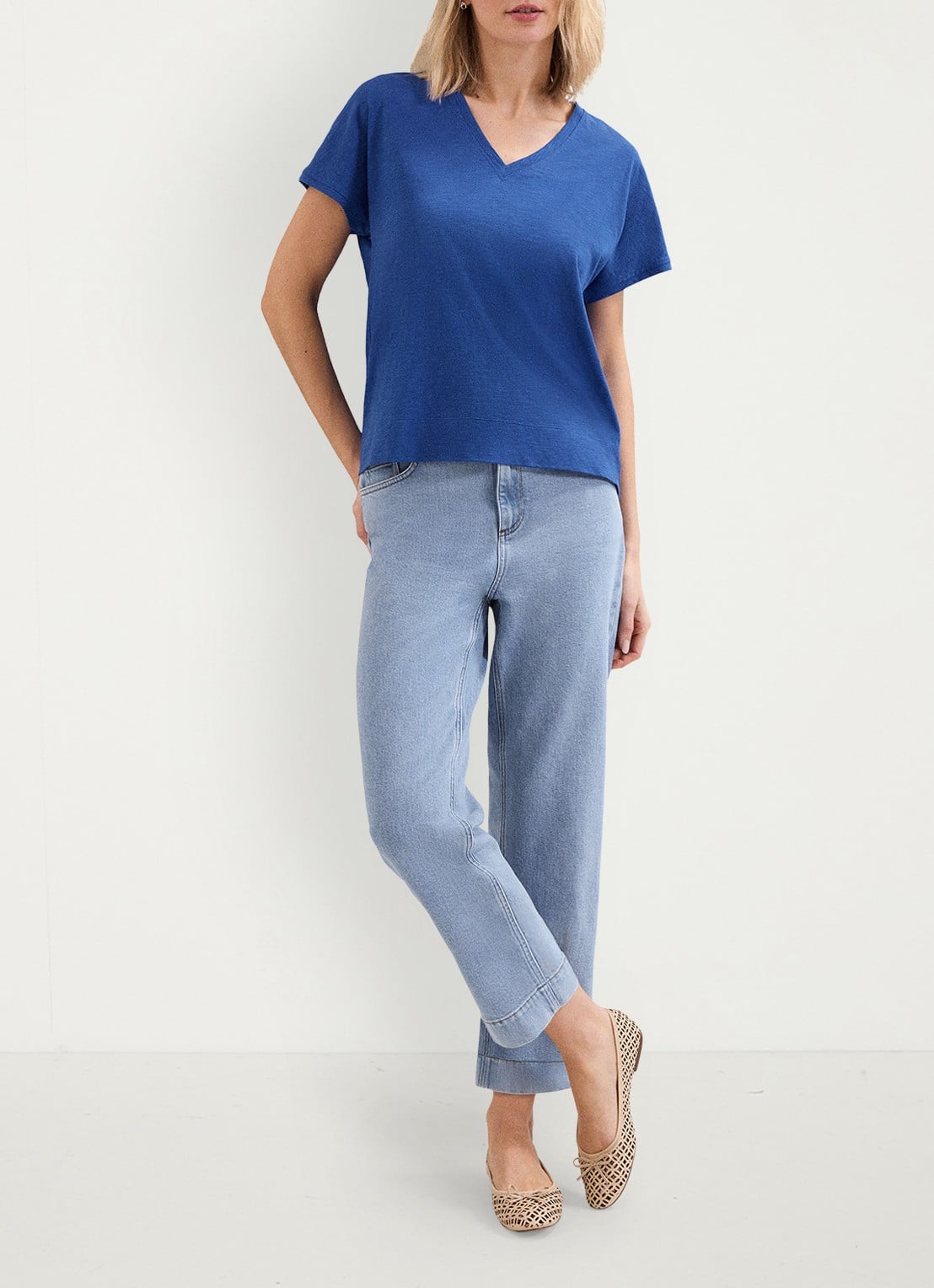 Phase Eight Saphiya t-shirt van katoen - voorkant 7 kobaltblauw