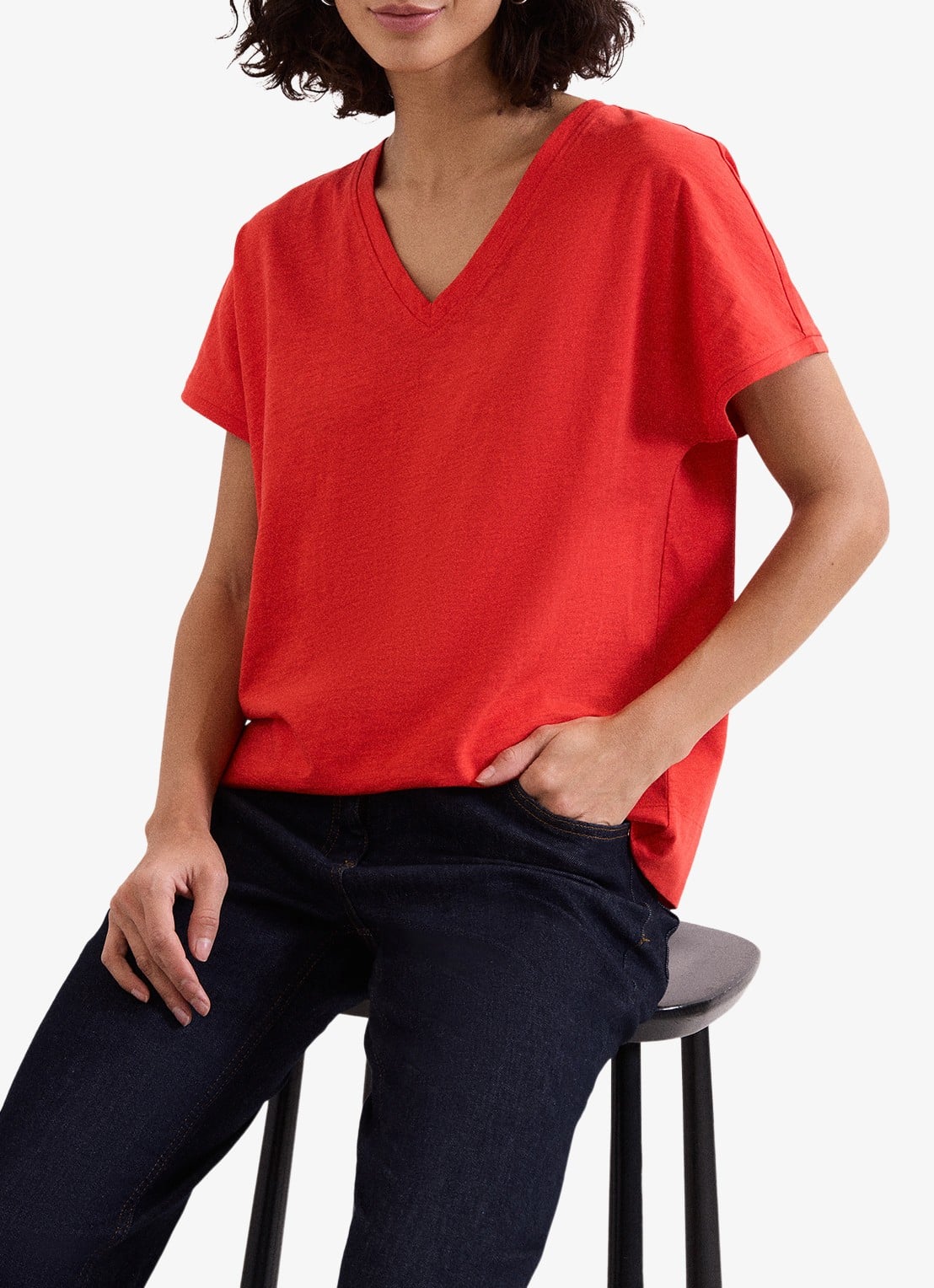 Phase Eight Saphiya t-shirt van katoen - detail 2 koraal
