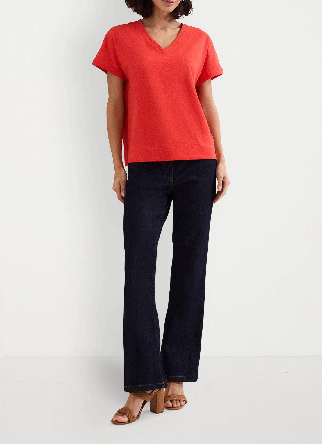 Phase Eight Saphiya t-shirt van katoen - voorkant 8 koraal