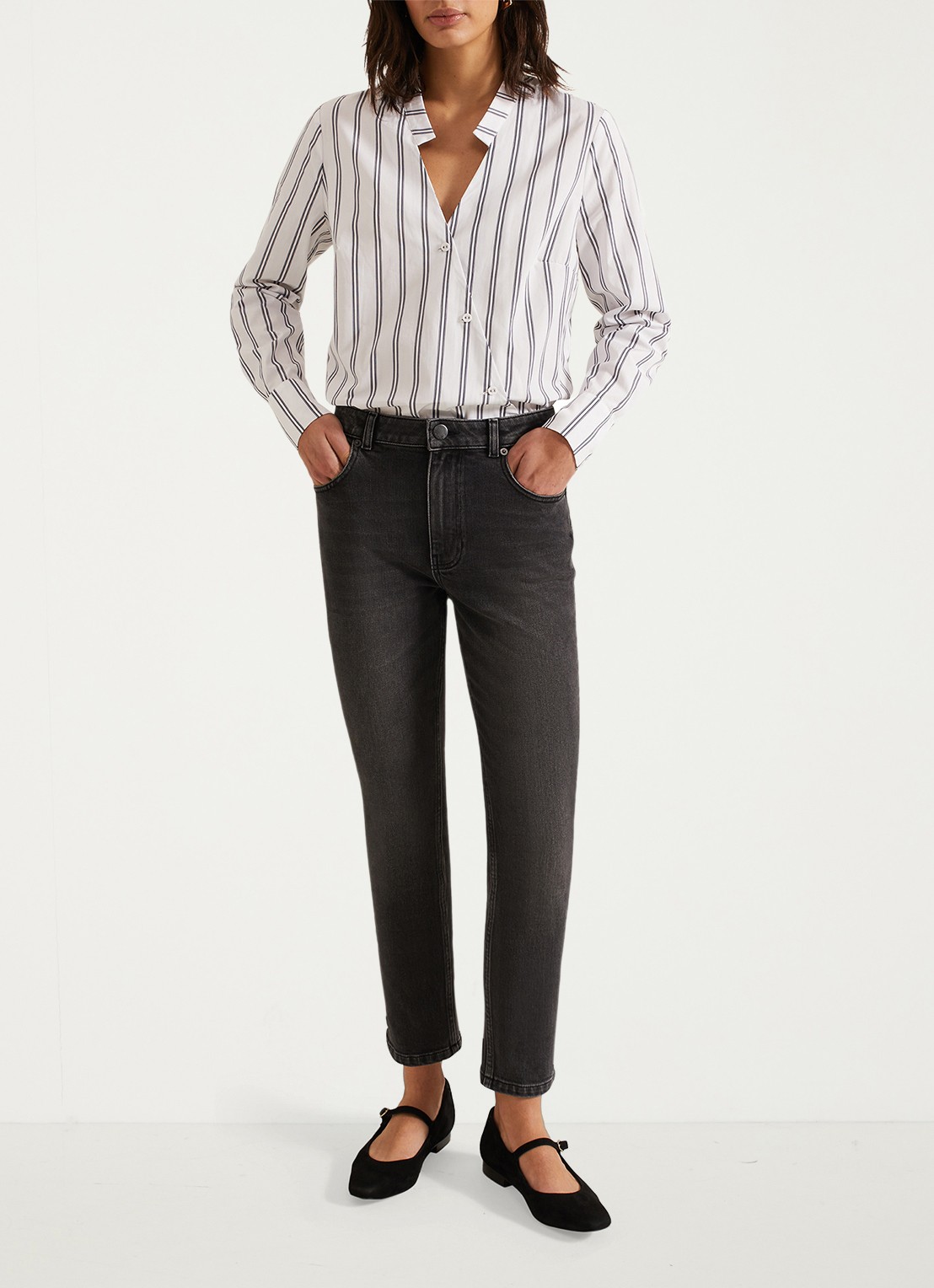 Phase Eight Sara mid waist slim fit jeans met gekleurde wassing - voorkant 2 zwart