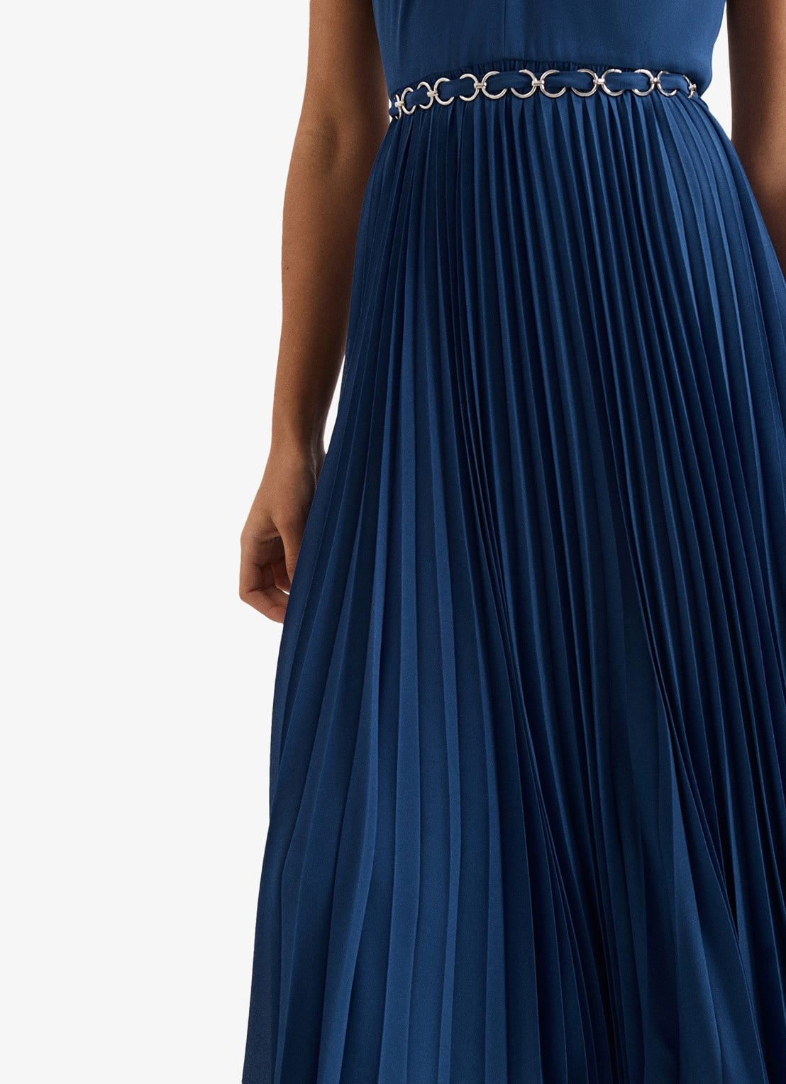 Phase Eight Sathia midi jurk met plooien - detail 3 donkerblauw