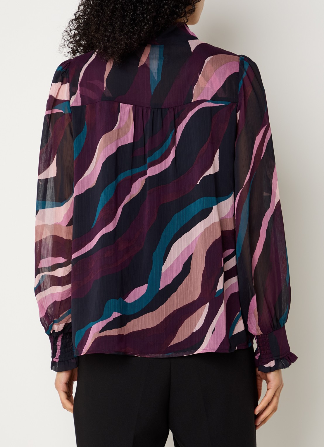 Phase Eight Selby tuniek met sjaalkraag en print - achterkant 3 bordeauxrood