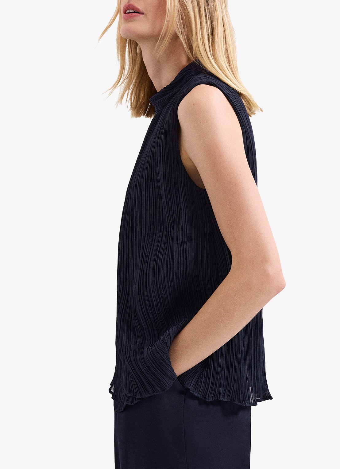 Phase Eight Senga top met plissé - detail 4 donkerblauw