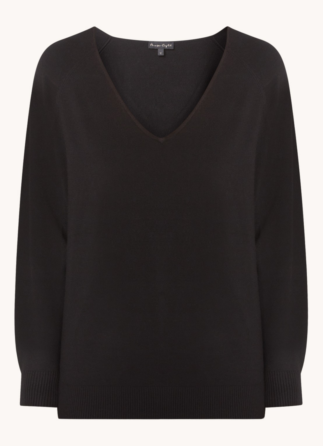 Phase Eight Senita fijngebreide pullover met stretch  - voorkant zwart