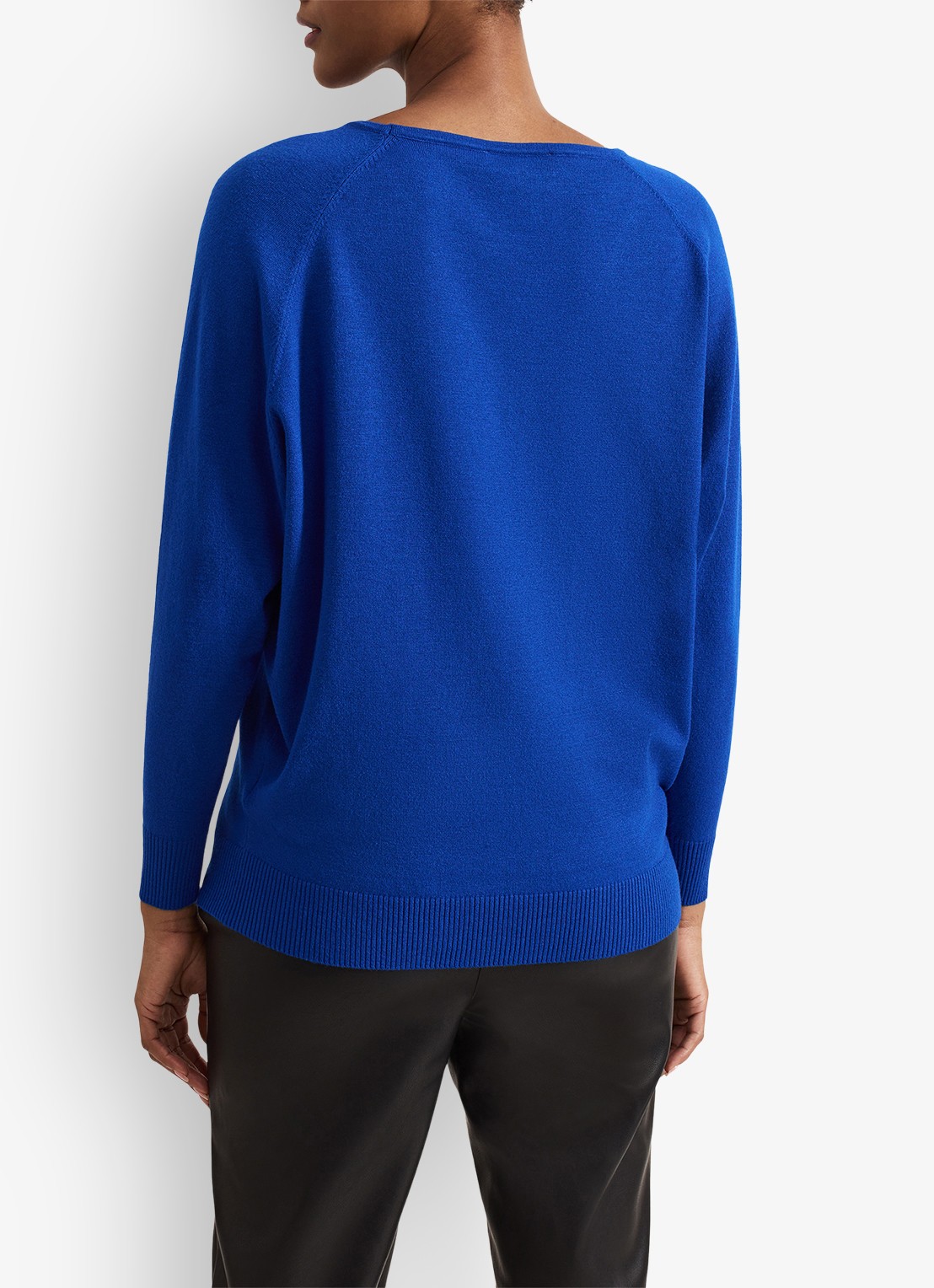 Phase Eight Senita fijngebreide trui met V-hals - achterkant 8 blauw