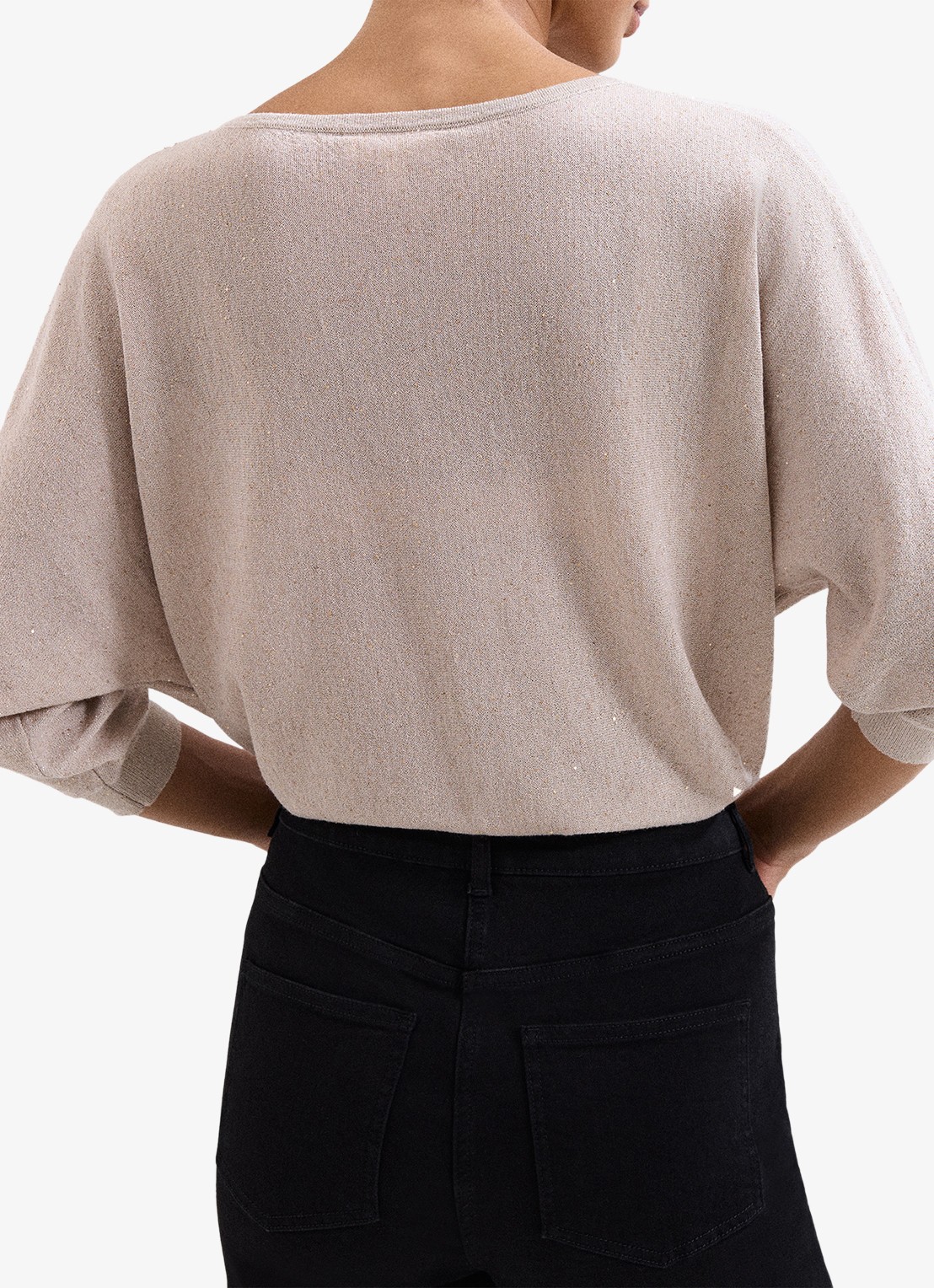 Phase Eight Sequin fijngebreide trui met lurex - achterkant 3 creme